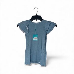Posh Peanut Blue Ruffle Sleeve Kids Tee